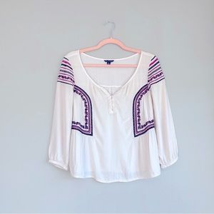American Eagle Outfitters Embroidered Boho Top